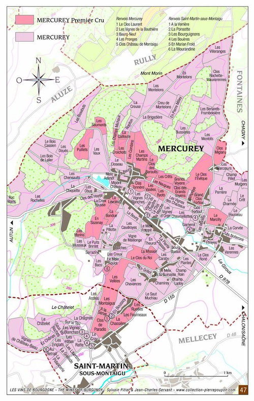 carte du vignoble de Mercurey